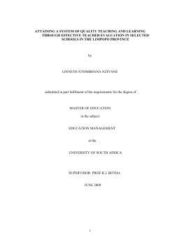 i ATTAINING A SYSTEM OF QUALITY TEACHING AND LEARNING