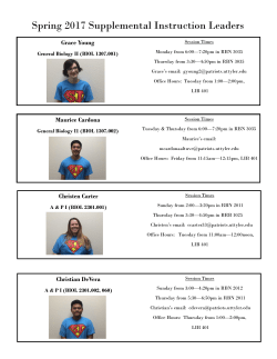 Spring 2017 Supplemental Instruction Leaders