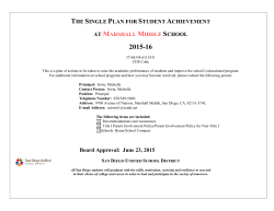 THE SINGLE PLAN FOR STUDENT ACHIEVEMENT AT MARSHALL