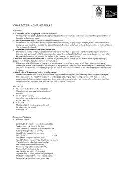 Character in Shakespeare downloadable resource