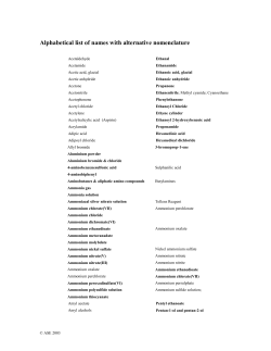 Alphabetical list of names with alternative nomenclature