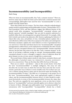"Incommensurability (and Incomparability)" In: The