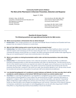 The Role of the Pharmacist in Diversion Prevention, Detection and