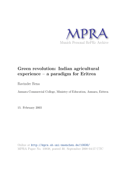 Green revolution: Indian agricultural experience – a paradigm for