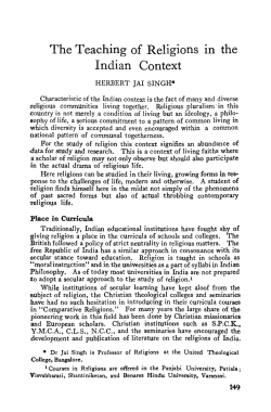 The Teaching of Religions in the Indian Context