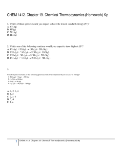 CHEM 1312. Chapter 17. Chemical Thermodynamics (Homework) S