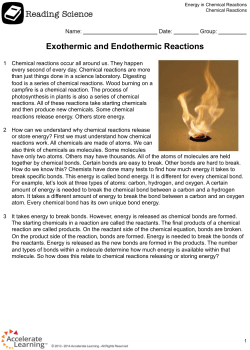 Exothermic and Endothermic Reactions