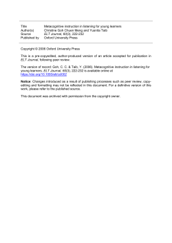 Title Metacognitive instruction in listening for young learners Author