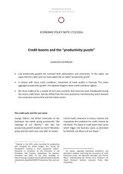 Credit booms and the &ldquo;productivity puzzle&rdquo;
