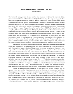 Social Welfare in New Brunswick, 1784-1900