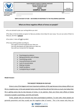 SAMPLE ESSAY - Yasar University
