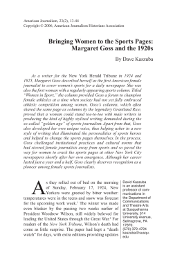 Bringing Women to the Sports Pages: Margaret Goss and the 1920s