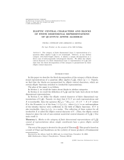 ELLIPTIC CENTRAL CHARACTERS AND BLOCKS OF FINITE