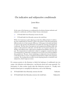 On indicative and subjunctive conditionals