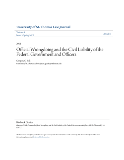 Official Wrongdoing and the Civil Liability of the Federal Government