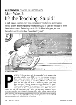 It`s the Teaching, Stupid!