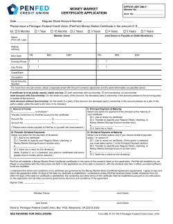 Money Market Certificate Application