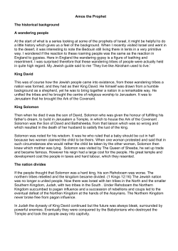 Amos the Prophet The historical background A wandering people At
