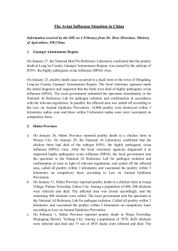 The Avian Influenza Situation in China