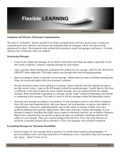 Netiquette and Effective Electronic Communication The rules of