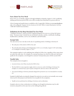 Definitions for the Shop Maryland Tax