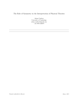 The Role of Symmetry in the Interpretation of - Philsci