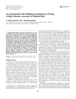 An Experimental and Modeling Investigation on Drying of Ragi