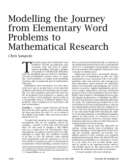 Modelling the Journey from Elementary Word Problems to