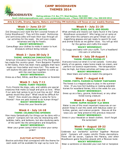 CAMP WOODHAVEN THEMES 2014