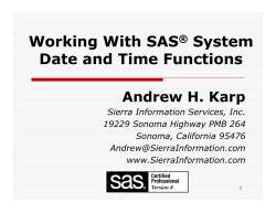 Working With SAS® System Date and Time Functions