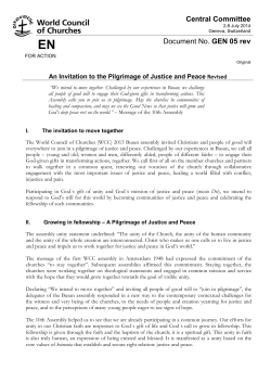 An Invitation to the Pilgrimage of Justice and Peace Revised