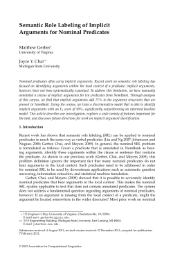 Semantic Role Labeling of Implicit Arguments for Nominal Predicates