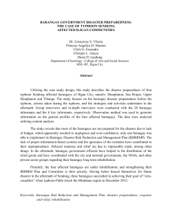 BARANGAY GOVERNMENT DISASTER PREPAREDNESS: THE