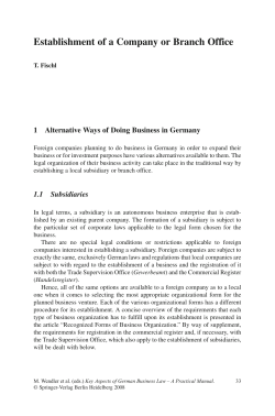 Establishment of a Company or Branch Office