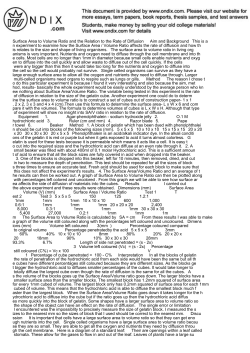 Surface Area to Volume Ratio and the Relation to the Rate of