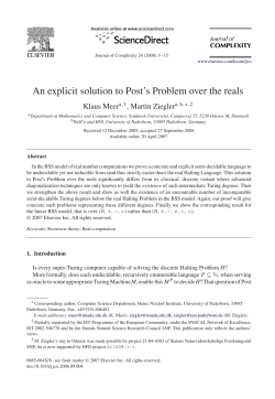 An explicit solution to Post`s Problem over the reals