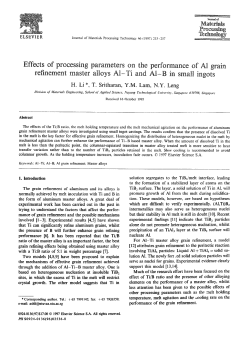 The grain refinement of aluminum and its allo normally achieved by