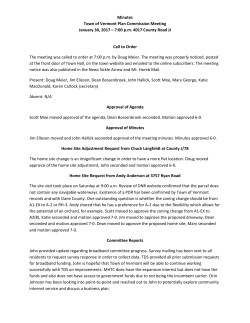 Minutes Town of Vermont Plan Commission Meeting January 30