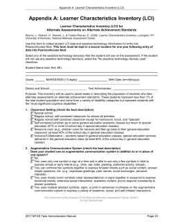 MTAS Learner Characteristics Inventory