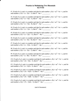 Practice in Multiplying Two Binomials (Set #534)