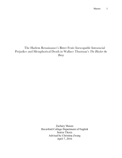 The Harlem Renaissance`s Bitter Fruit: Inescapable Intraracial
