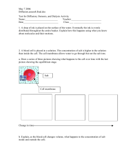 May 7 2006 Diffusion.assess8.final.doc Test for Diffusion, Osmosis
