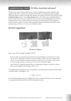 Supplementary sheet 10 Who invented calculus? Ancient Egyptians