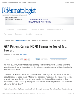 GPA Patient Carries NORD Banner to Top of Mt. Everest