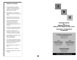 SERVICES AVAILABLE A - Addiction and Behavioral Health