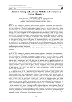 Character Naming and Authorial Attitudes in Contemporary African