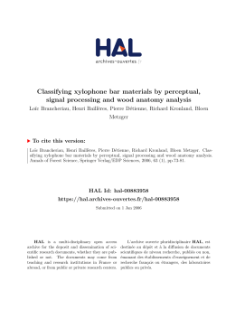 Classifying xylophone bar materials by perceptual, signal