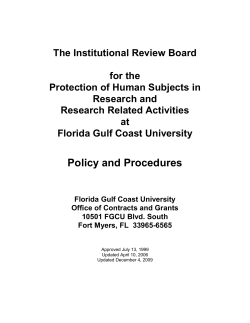 The Institutional Review Board for the Protection of Human Subjects