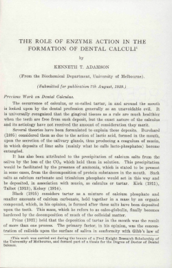 the role of enzyme action in the formation of dental calculi