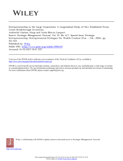 Entrepreneurship in the Large Corporation: A Longitudinal Study of